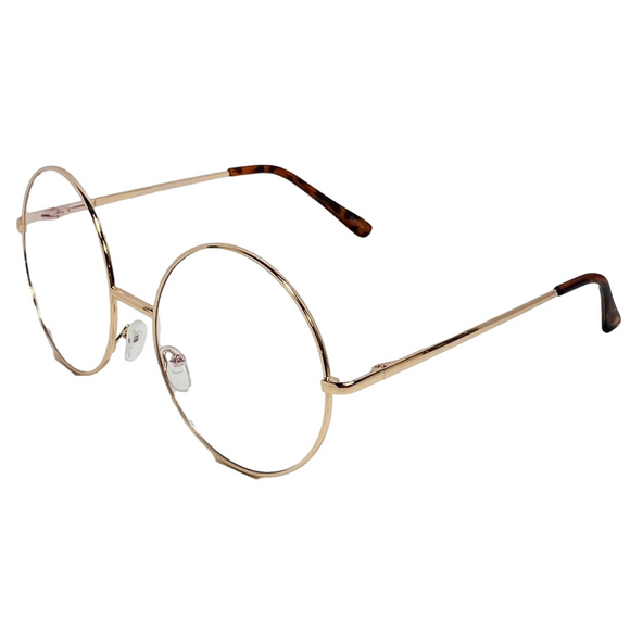 6089 | Gold Round Clear Lens Blue Light Blocking Glasses - Picture 3 of 5